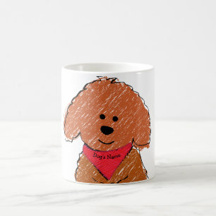 Niedlicher Personalisierter Cartoon Red Doodle Dog Kaffeetasse