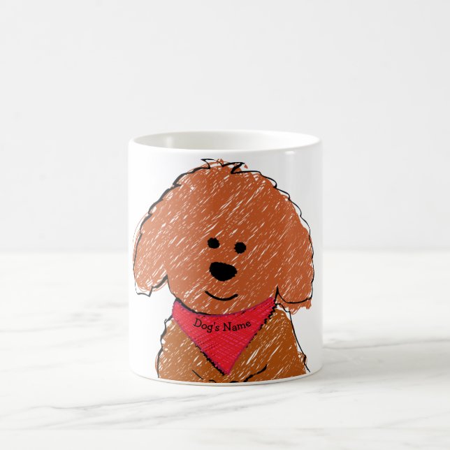Niedlicher Personalisierter Cartoon Red Doodle Dog Kaffeetasse (Mittel)