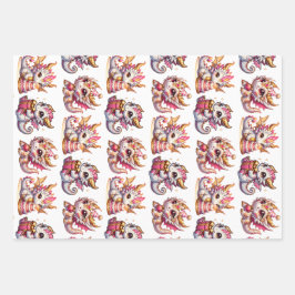 Niedlicher Personalisierter Drache Thema Geburtsta Geschenkpapier Set