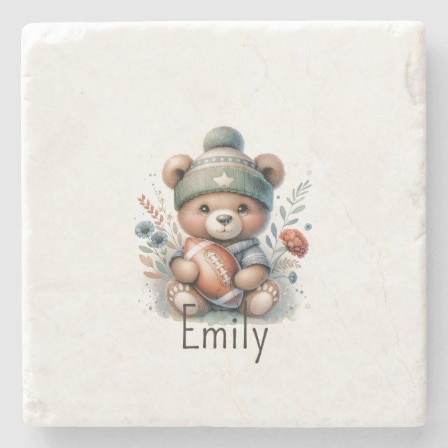 Niedlicher Personalisierter Fußballstein Untersetz Steinuntersetzer (Vorderseite)