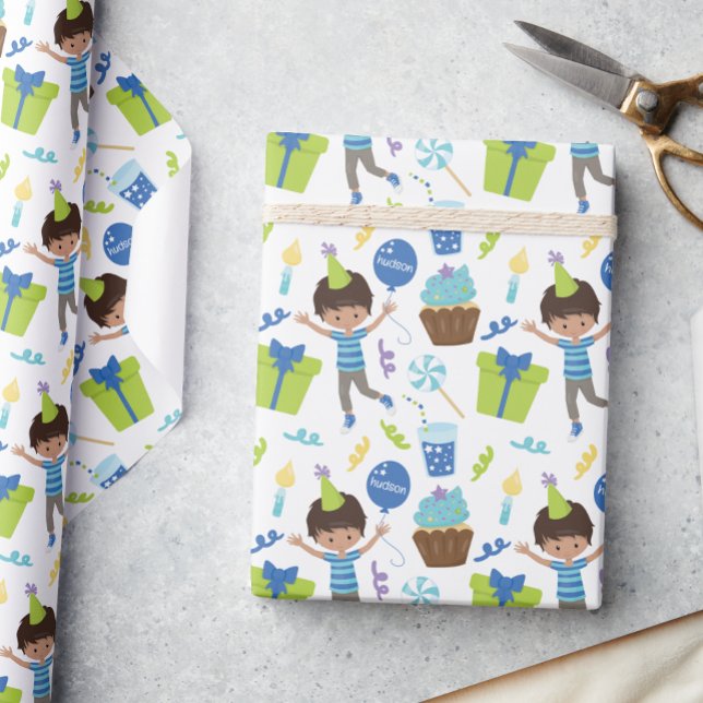 Niedlicher Personalisierter Geburtstagskind Geschenkpapier (Von Creator hochgeladen)
