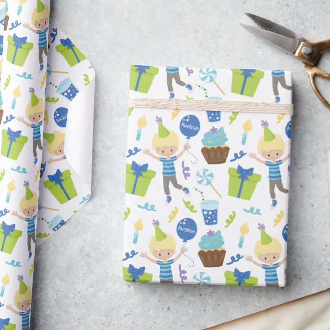 Niedlicher Personalisierter Geburtstagskind Geschenkpapier (Von Creator hochgeladen)