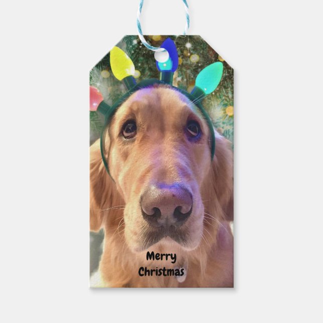Niedlicher Personalisierter Golden Retriever Dog W Geschenkanhänger (Vorderseite)