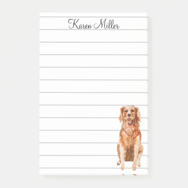 Niedlicher Personalisierter Golden Retriever Post-it Klebezettel (Vorderseite)