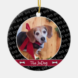 Niedlicher Personalisierter Hund Foto Knochen-Must Keramik Ornament