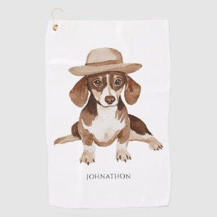 Niedlicher Personalisierter Hund Wasserfarbe Golfhandtuch