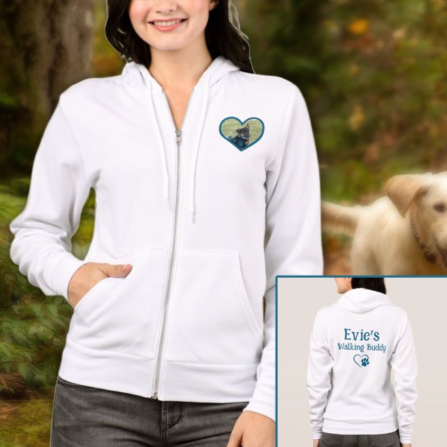 Niedlicher Personalisierter Hund zu Fuß Buddy Hear Hoodie (Cute Personalized Dog Walking Buddy Heart Photo Hoodie
)