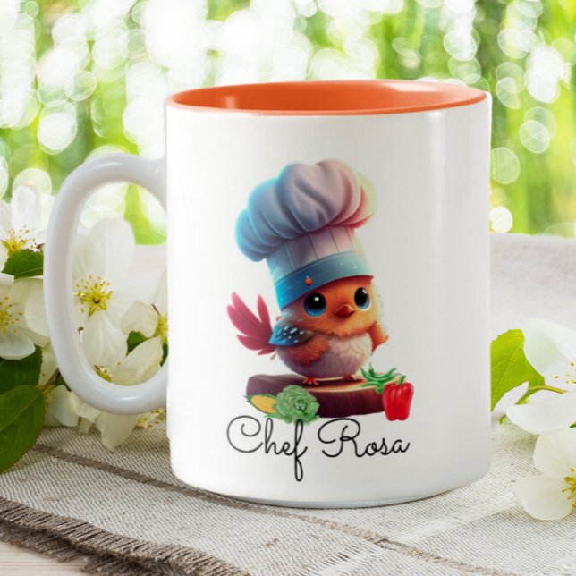 Niedlicher Personalisierter Koch Bird Zweifarbige Tasse (Von Creator hochgeladen)