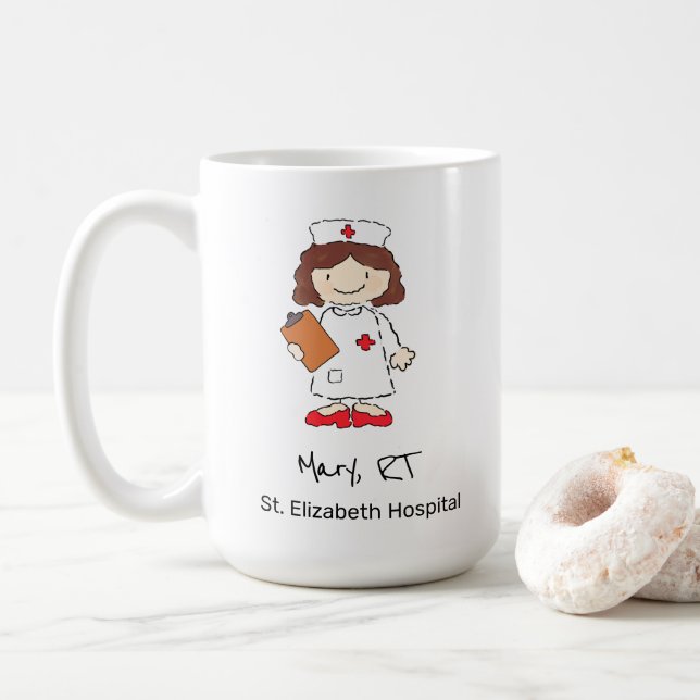 Niedlicher Personalisierter Krankenpfleger-Handzie Kaffeetasse (Mit Donut)
