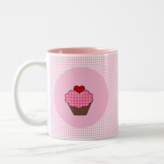 niedlicher, personalisierter Kuchen Zweifarbige Tasse (Links)