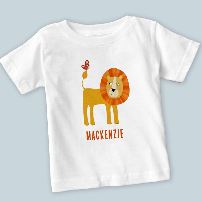 Niedlicher Personalisierter Name Baby T-shirt (Cute lion personalized name baby toddler t-shirt)
