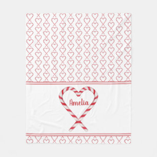 Niedlicher Personalisierter Name Candy Cane Hearts Fleecedecke