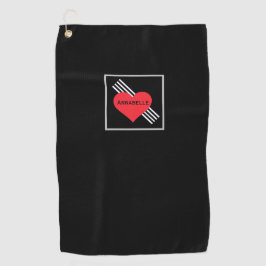 Niedlicher Personalisierter Name des roten Herzens Golfhandtuch