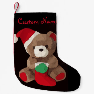 Niedlicher personalisierter Name des Teddy-Bären Kleiner Weihnachtsstrumpf