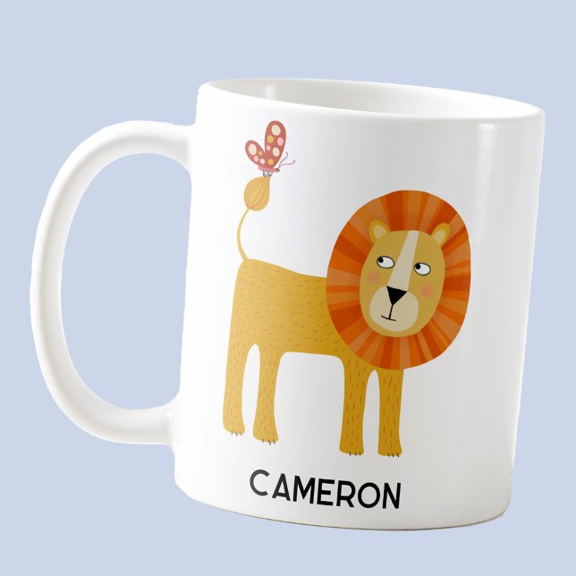 Niedlicher Personalisierter Name Kaffeetasse (Fun lion personalized custom name coffee mug)