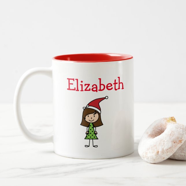 Niedlicher Personalisierter Name Kinder heißes Kak Zweifarbige Tasse (Mit Donut)