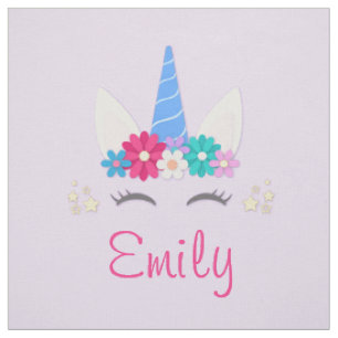 Niedlicher Personalisierter Name und Unicorn Quilt Stoff