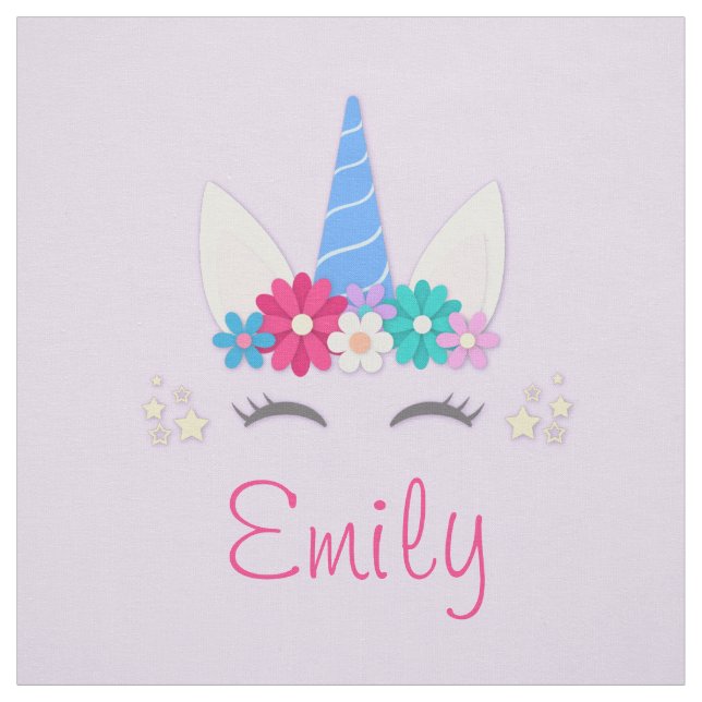 Niedlicher Personalisierter Name und Unicorn Quilt Stoff (Muster)
