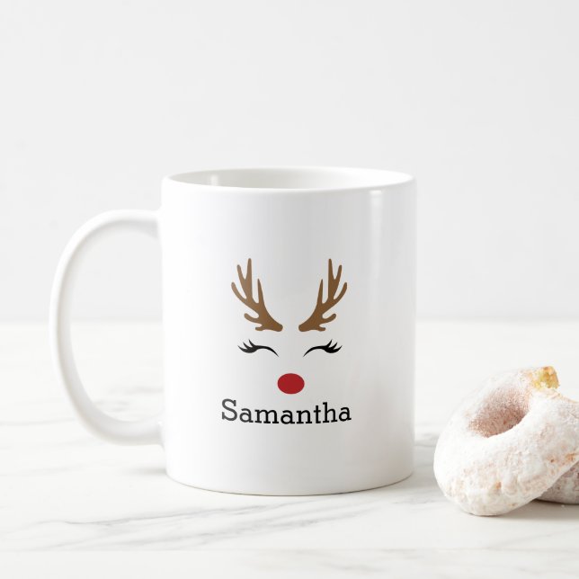 Niedlicher Personalisierter Name Weihnachtsmann Kaffeetasse (Mit Donut)