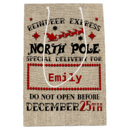 Niedlicher Personalisierter Offizieller Santa Sack Mittlere Geschenktüte