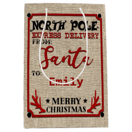 Niedlicher Personalisierter Offizieller Santa Sack Mittlere Geschenktüte