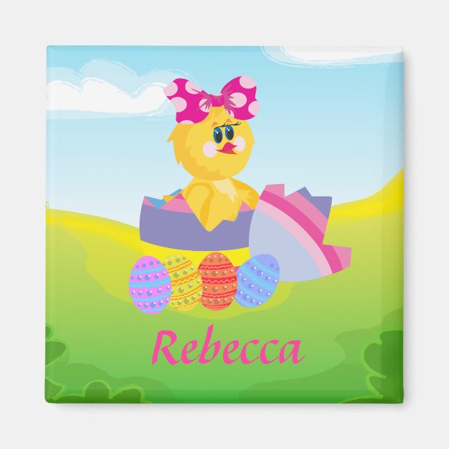 Niedlicher Personalisierter Osterchic Magnet (Vorne)