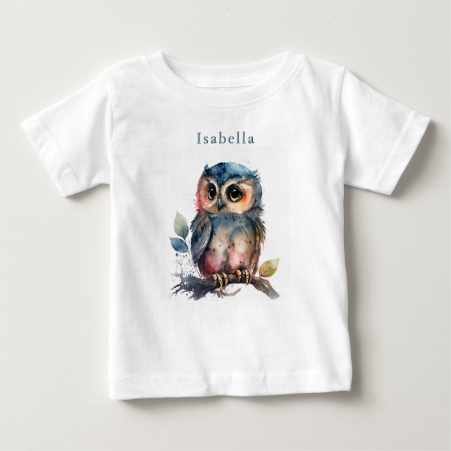 Niedlicher Personalisierter Owl Baby T - Shirt (Vorderseite)