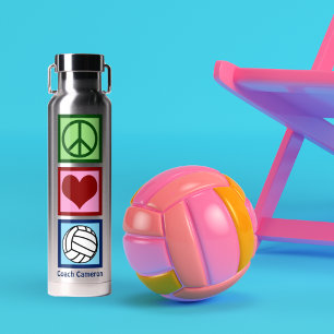 Niedlicher Personalisierter Peace Liebe Volleyball Trinkflasche