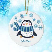 Niedlicher Personalisierter Pinguin Blauer Schneef