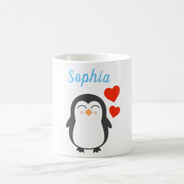 Niedlicher Personalisierter Pinguin Kaffeetasse (Mittel)