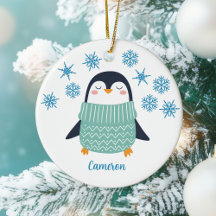 Niedlicher Personalisierter Pinguin Snowflake Kind