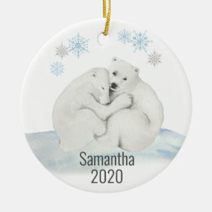 Niedlicher Personalisierter Polar Bear Cube Wasser Keramik Ornament