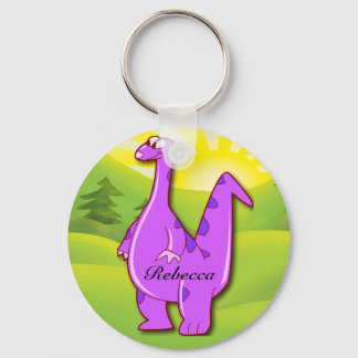Niedlicher Personalisierter Rosa Dinosaurier Carto Schlüsselanhänger