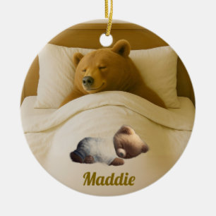 Niedlicher Personalisierter Rundbärenakrylus Keramik Ornament