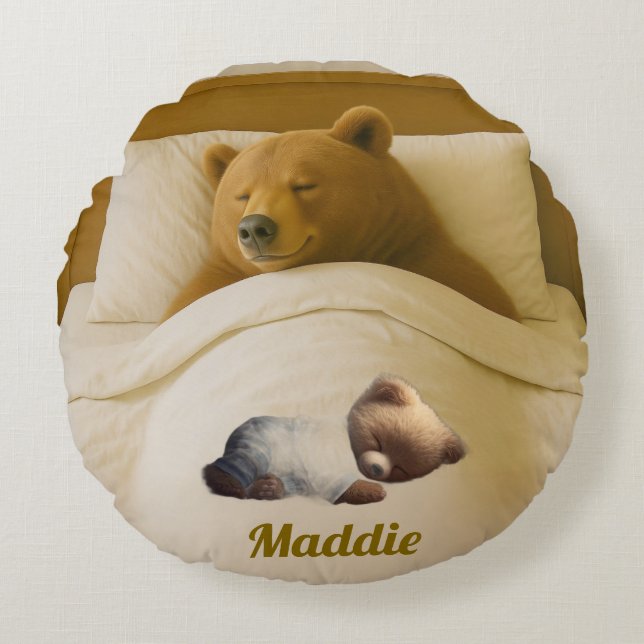 Niedlicher Personalisierter Rundbärenkissen Rundes Kissen (Vorderseite)
