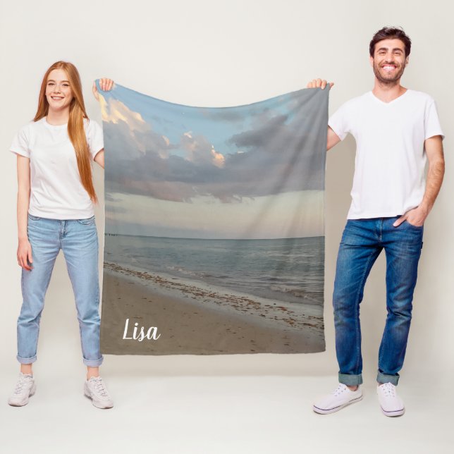 Niedlicher personalisierter Strand-Foto-Druck Fleecedecke (Beispiel)