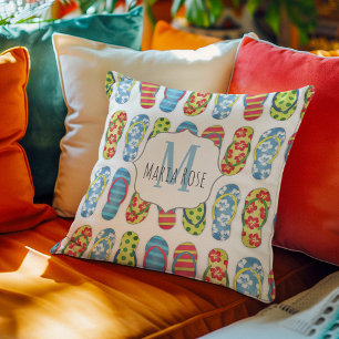Niedlicher Personalisierter Strand von Monogram Kissen