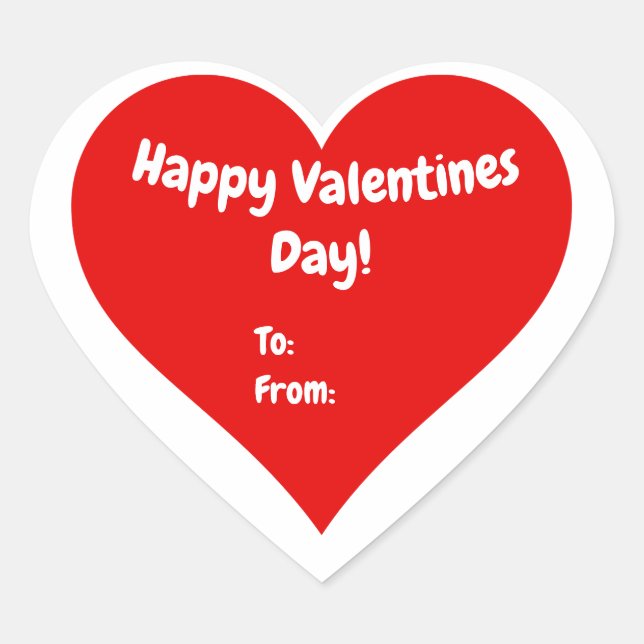 Niedlicher Personalisierter Valentinstag Rot und W Herz-Aufkleber (Vorderseite)
