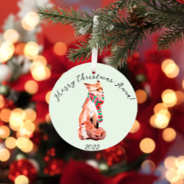 Niedlicher Personalisierter Weihnachtsfox Keramik Ornament