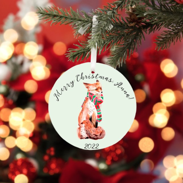 Niedlicher Personalisierter Weihnachtsfox Keramik Ornament (Von Creator hochgeladen)
