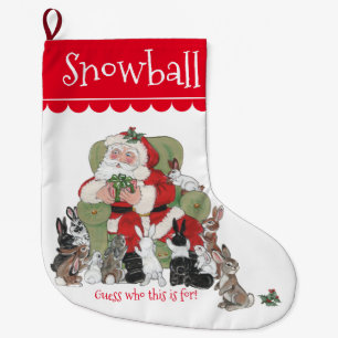 Niedlicher Personalisierter Weihnachtsmann Bunny R Großer Weihnachtsstrumpf