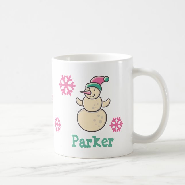 Niedlicher Personalisierter Weihnachtsschnee Kaffeetasse (Rechts)