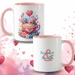 Niedlicher Personalisierter Whimsikkaffee & Herz Tasse