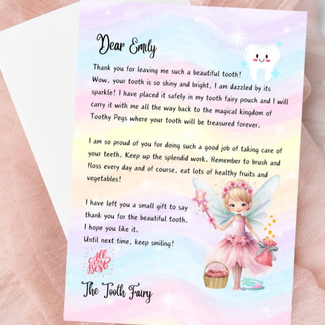 Niedlicher Personalisierter Zahnseilkrug für Kinde Einladung (Personalized Tooth Fairy Letter Download or Made To Order)