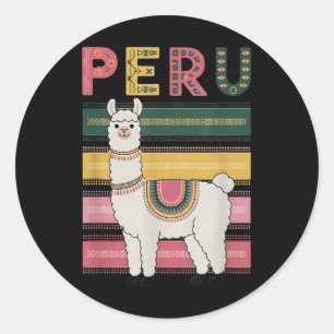 Niedlicher peruanischer Llama aus Peru - Fun Peru Runder Aufkleber