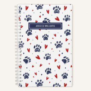 Niedlicher Pet Print Herz Muster Dog Cat Lover Notizbuch