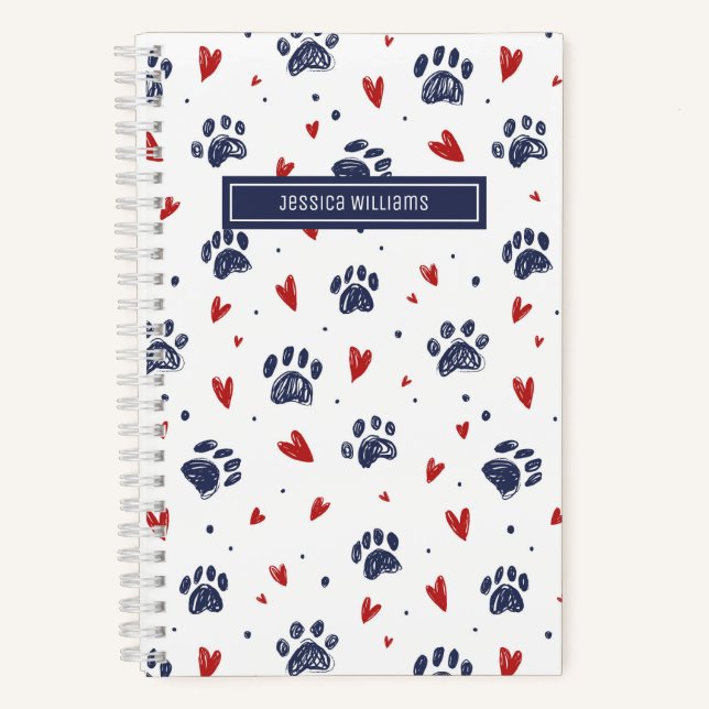 Niedlicher Pet Print Herz Muster Dog Cat Lover Notizbuch (Vorderseite)