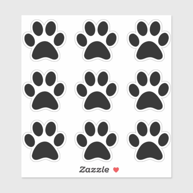 Niedlicher Pet Schwarze Paw Print Hund Katze Aufkleber (Blatt)