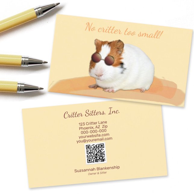 Niedlicher Pet-Sitter-Guinea - QR-Code Visitenkarte (Von Creator hochgeladen)