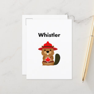 Niedlicher Pfeifbäcker mit Ahornblätterblättriger Postkarte